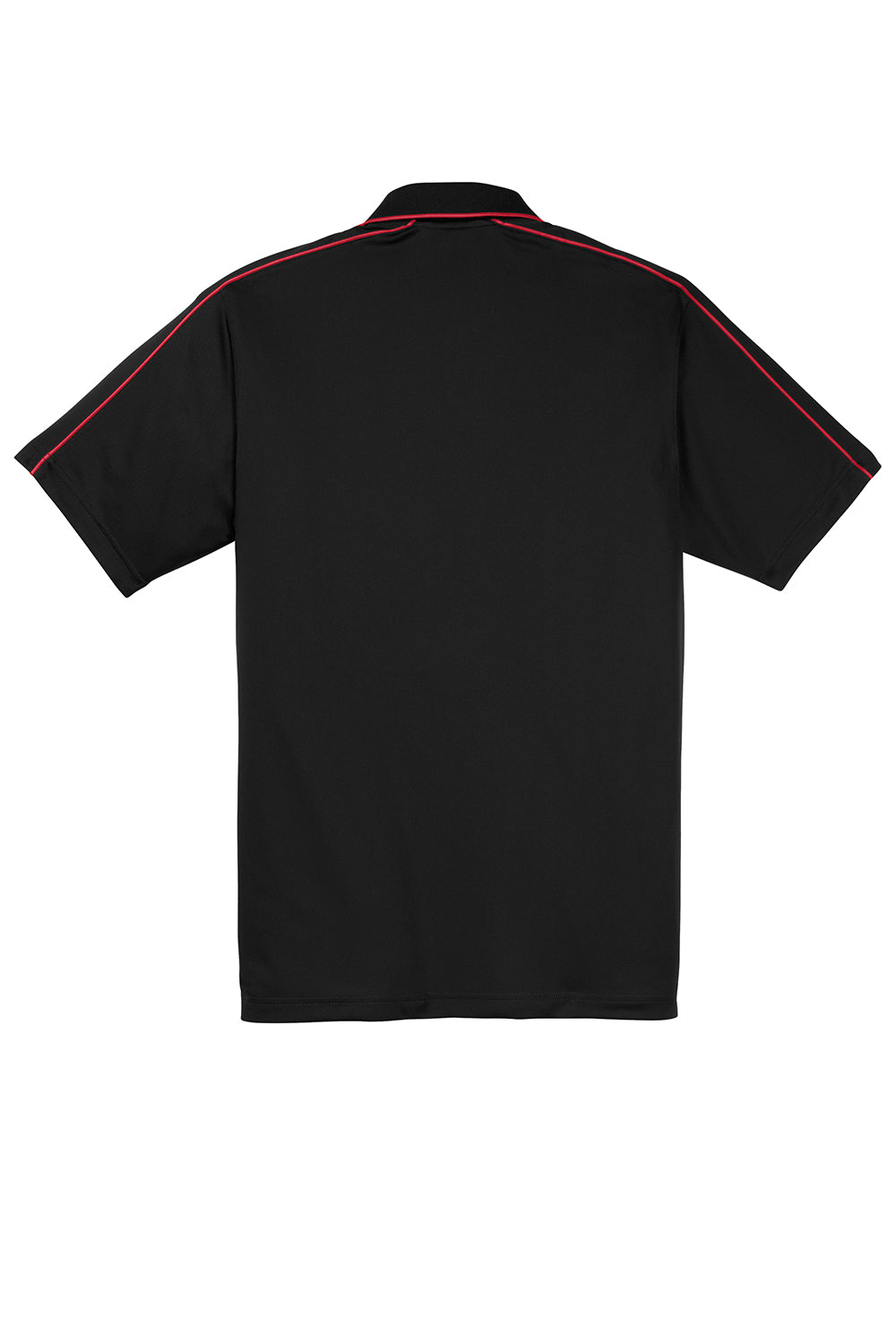 Sport-Tek ST653 Mens Sport-Wick Moisture Wicking Short Sleeve Polo Shirt Black/True Red Flat Back