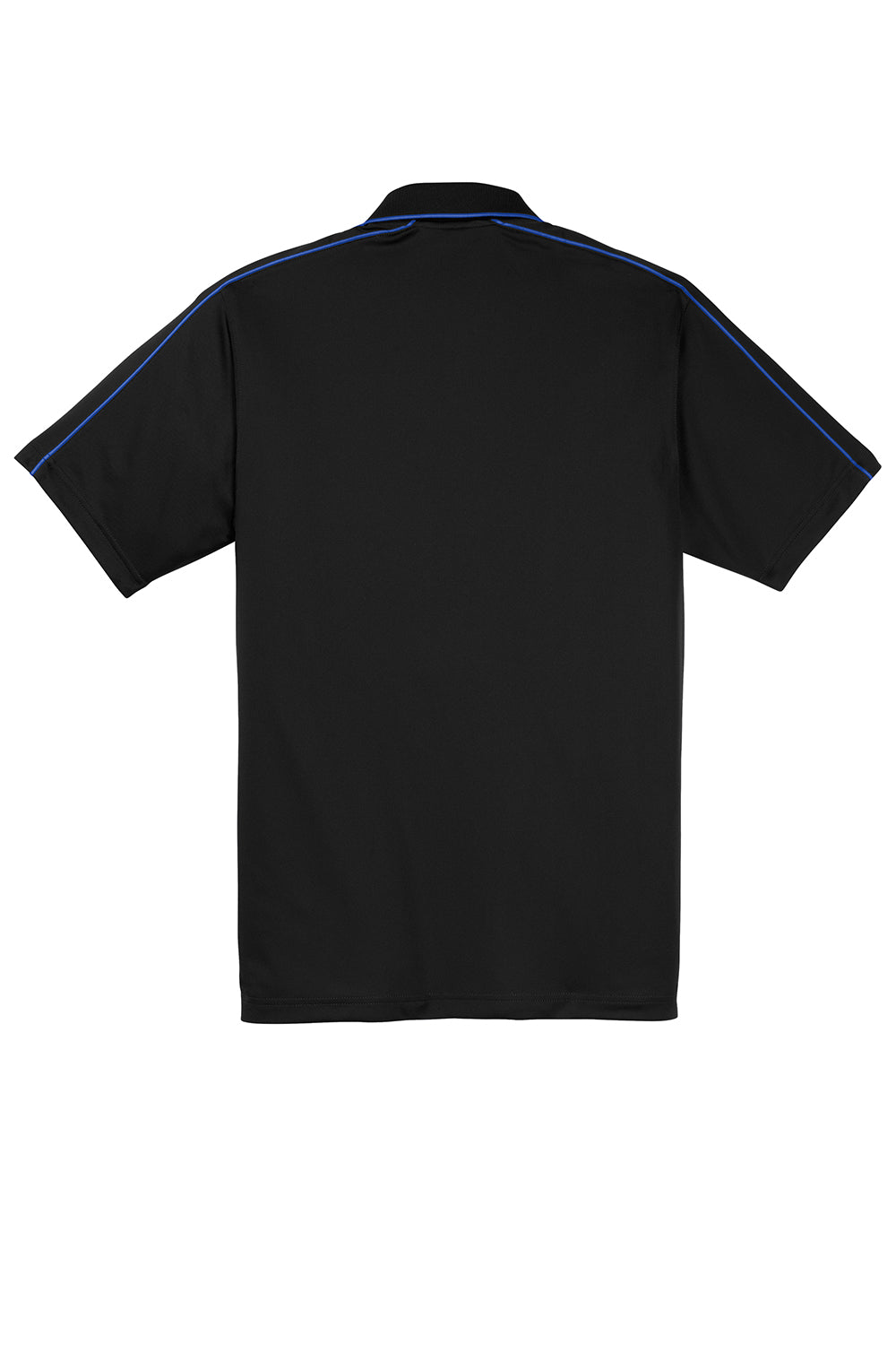 Sport-Tek ST653 Mens Sport-Wick Moisture Wicking Short Sleeve Polo Shirt Black/True Royal Blue Flat Back