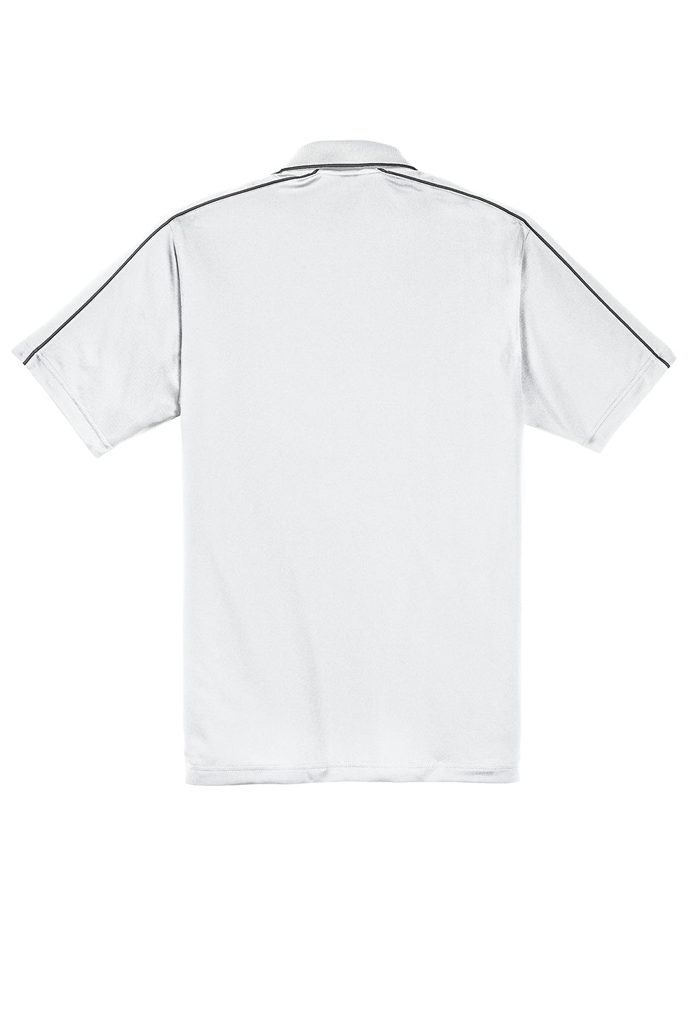 Sport-Tek ST653 Mens Sport-Wick Moisture Wicking Short Sleeve Polo Shirt White/Iron Grey Flat Back