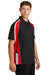 Sport-Tek ST654 Mens Sport-Wick Moisture Wicking Short Sleeve Polo Shirt Black/True Red/White Model 3q