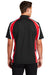 Sport-Tek ST654 Mens Sport-Wick Moisture Wicking Short Sleeve Polo Shirt Black/True Red/White Model Back