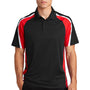 Sport-Tek Mens Sport-Wick Moisture Wicking Short Sleeve Polo Shirt - Black/True Red/White