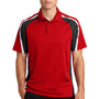 Sport-Tek Mens Sport-Wick Moisture Wicking Short Sleeve Polo Shirt - True Red/Black/White