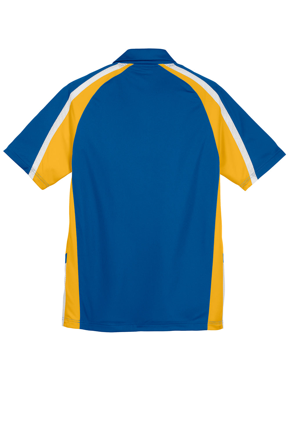 Sport-Tek ST654 Mens Sport-Wick Moisture Wicking Short Sleeve Polo Shirt True Royal Blue/Gold/White Flat Back