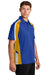 Sport-Tek ST654 Mens Sport-Wick Moisture Wicking Short Sleeve Polo Shirt True Royal Blue/Gold/White Model 3q