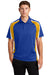 Sport-Tek ST654 Mens Sport-Wick Moisture Wicking Short Sleeve Polo Shirt True Royal Blue/Gold/White Model Front