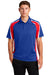 Sport-Tek ST654 Mens Sport-Wick Moisture Wicking Short Sleeve Polo Shirt True Royal Blue/True Red/White Model Front