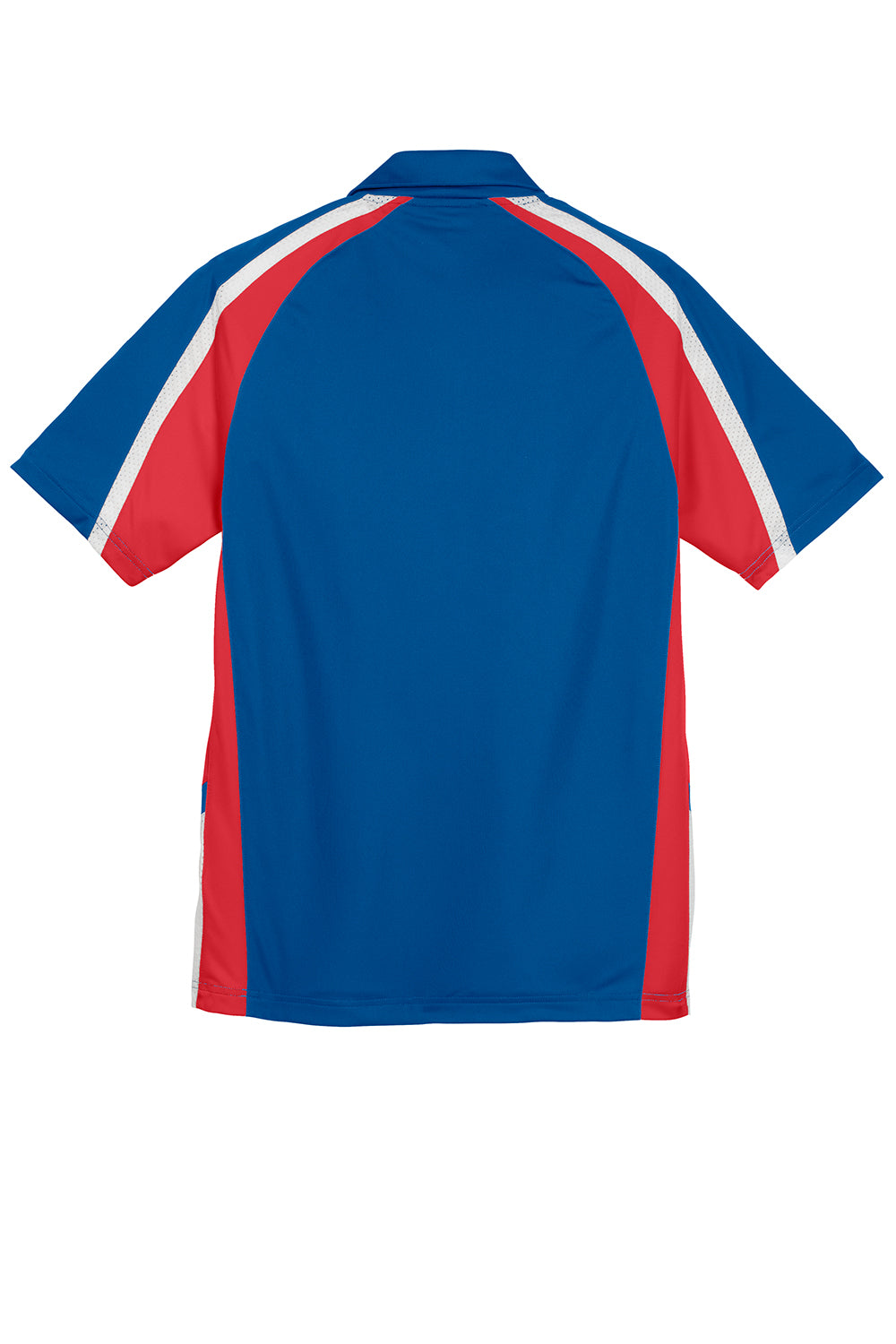 Sport-Tek ST654 Mens Sport-Wick Moisture Wicking Short Sleeve Polo Shirt True Royal Blue/True Red/White Flat Back