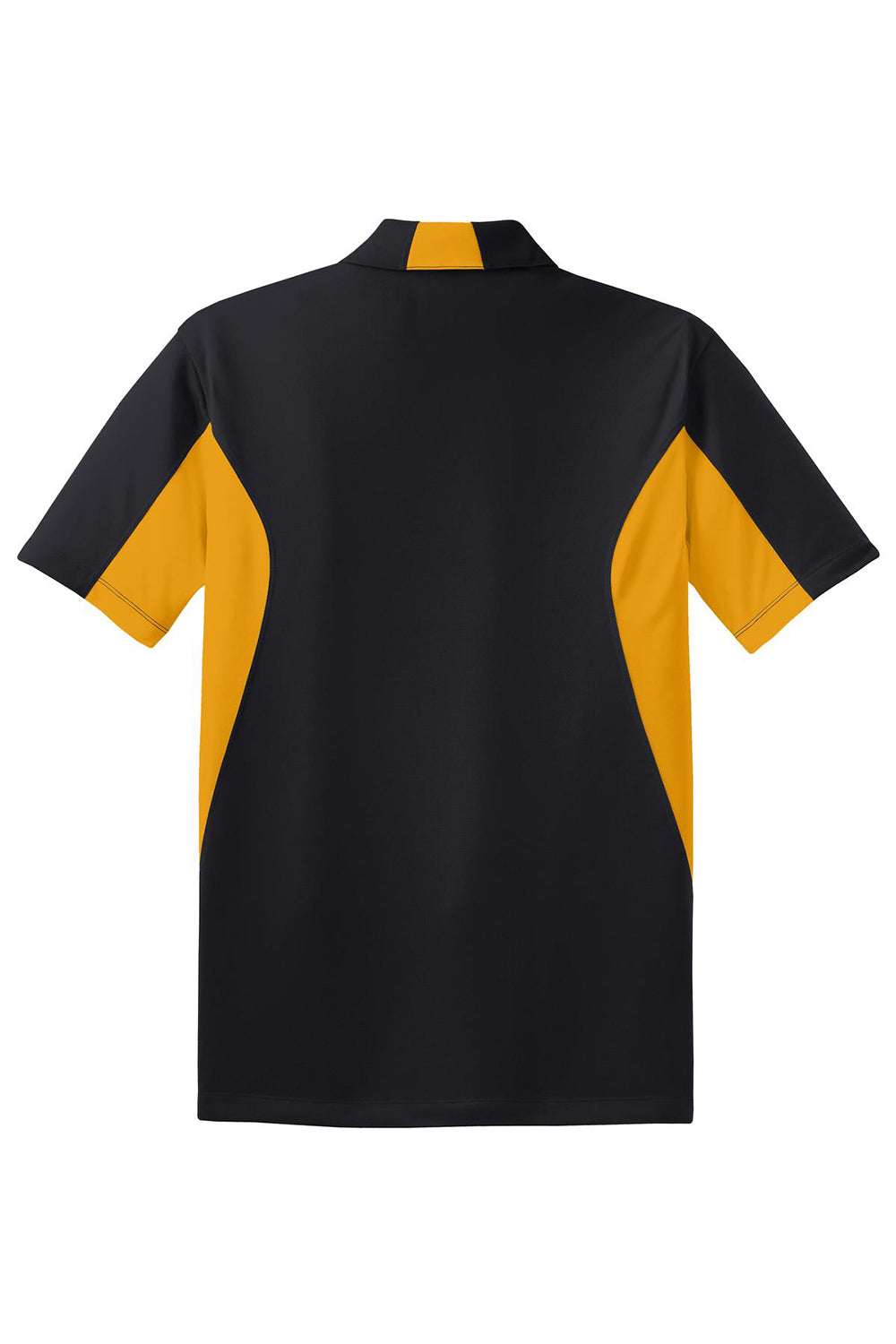 Sport-Tek ST655/TST655 Mens Sport-Wick Moisture Wicking Short Sleeve Polo Shirt Black/Gold Flat Back