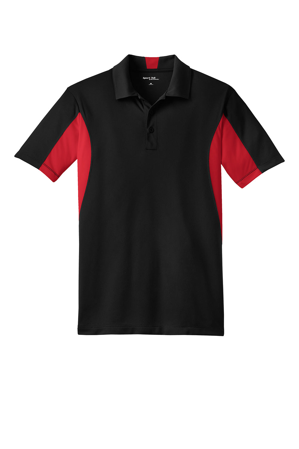 Sport-Tek ST655/TST655 Mens Sport-Wick Moisture Wicking Short Sleeve Polo Shirt Black/True Red Flat Front