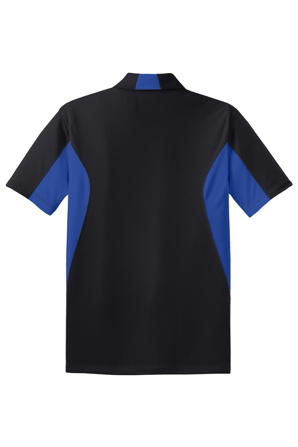 Sport-Tek ST655/TST655 Mens Sport-Wick Moisture Wicking Short Sleeve Polo Shirt Black/True Royal Blue Flat Back