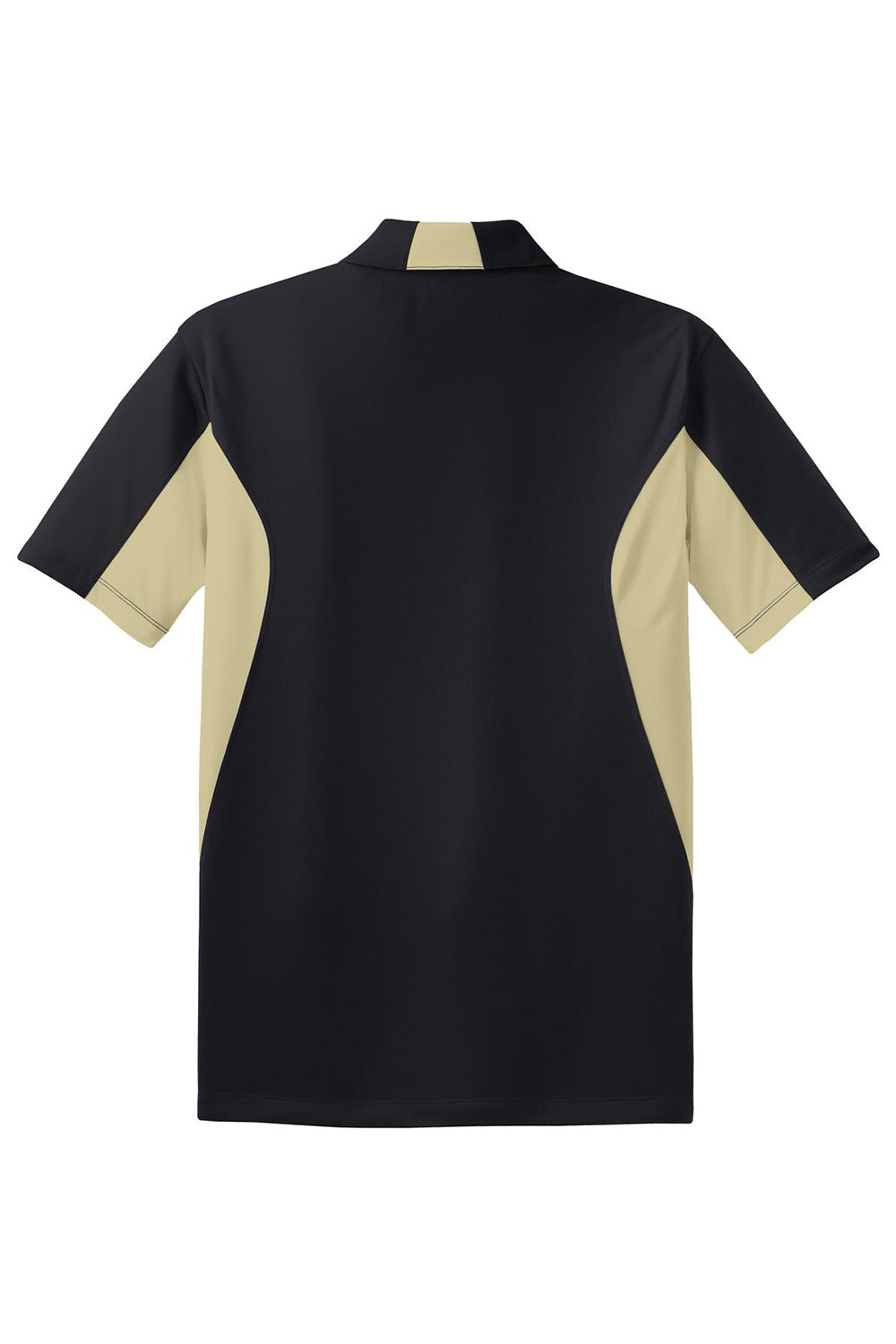 Sport-Tek ST655/TST655 Mens Sport-Wick Moisture Wicking Short Sleeve Polo Shirt Black/Vegas Gold Flat Back