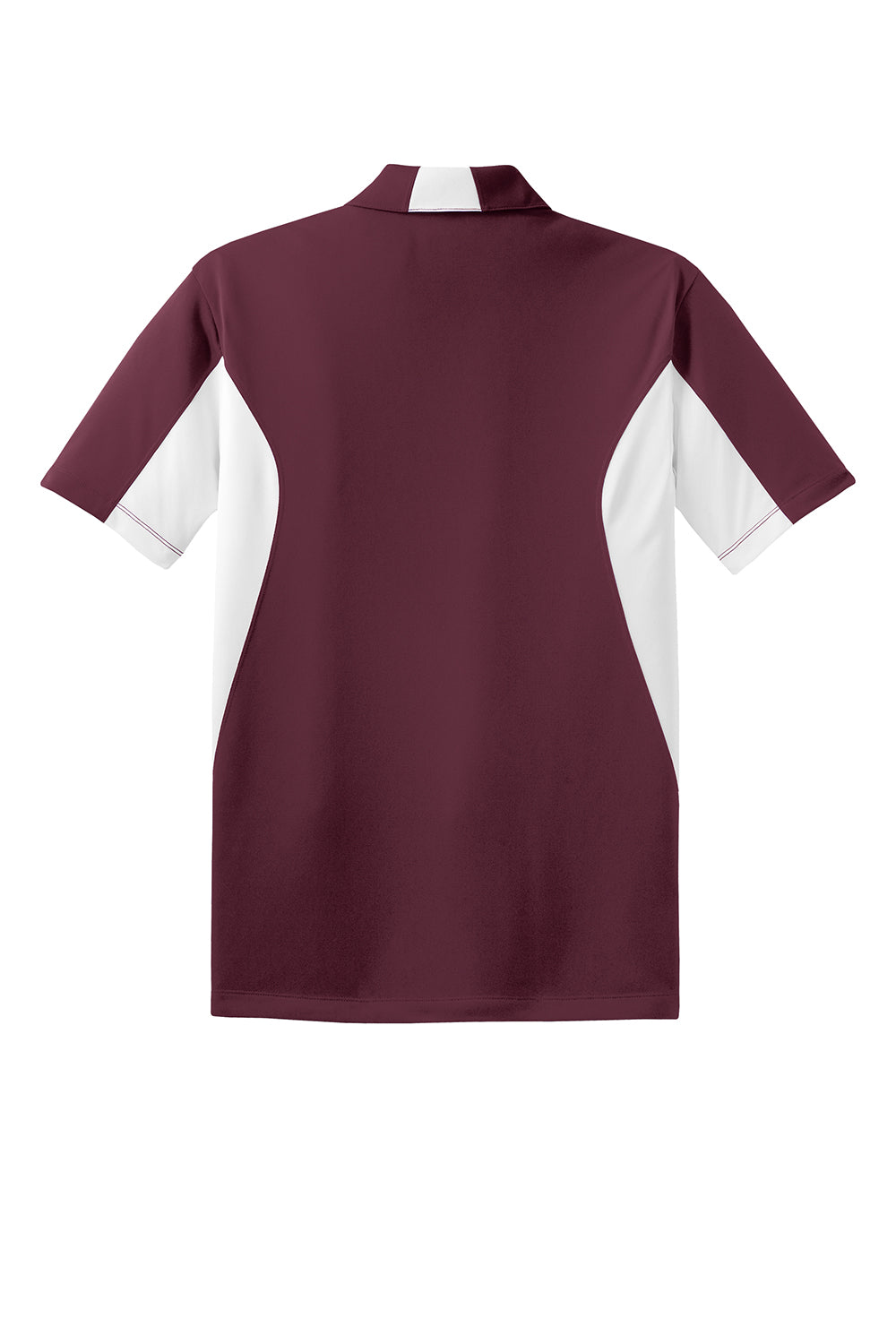 Sport-Tek ST655/TST655 Mens Sport-Wick Moisture Wicking Short Sleeve Polo Shirt Maroon/White Flat Back