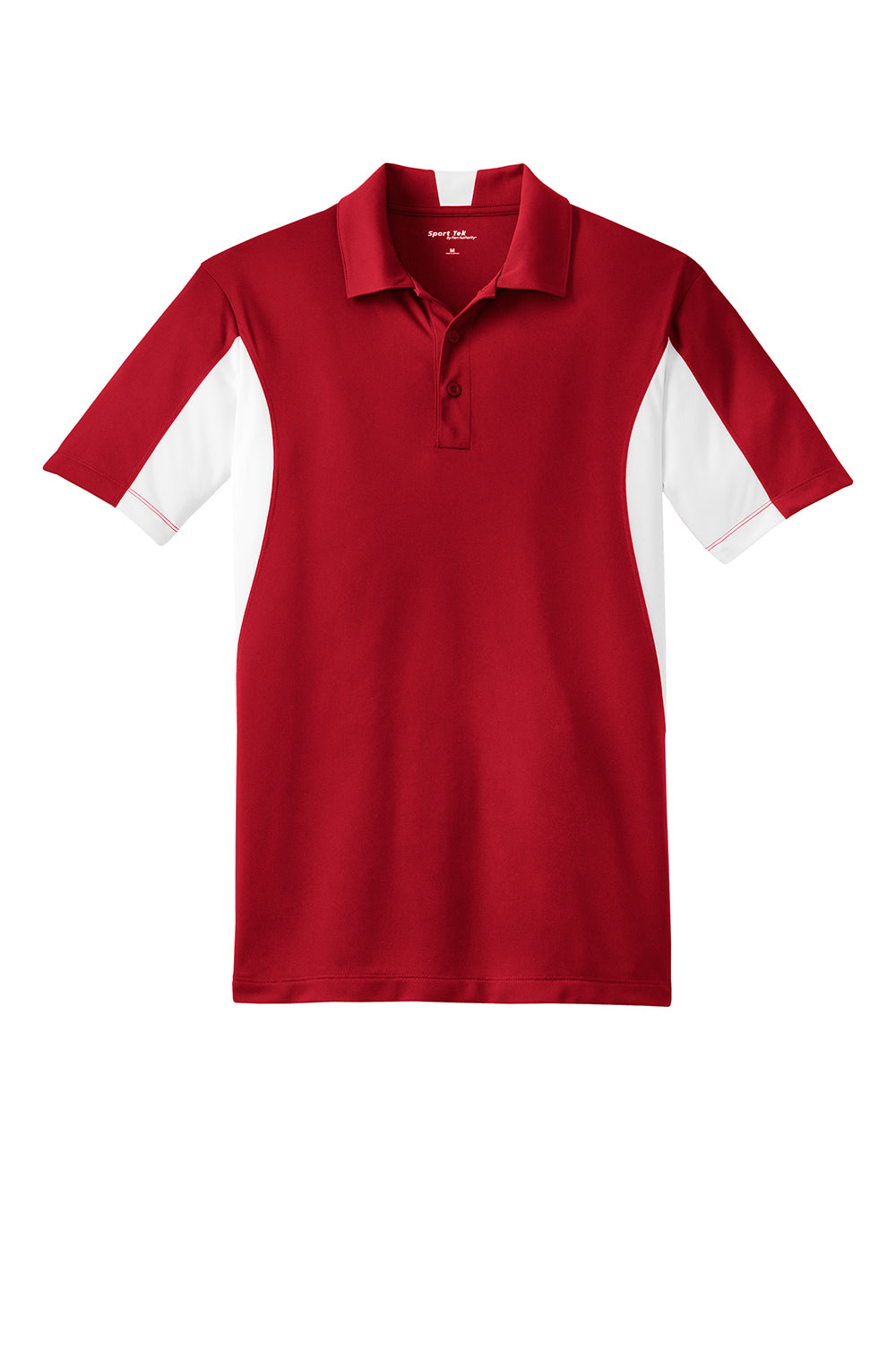 Sport-Tek ST655/TST655 Mens Sport-Wick Moisture Wicking Short Sleeve Polo Shirt True Red/White Flat Front