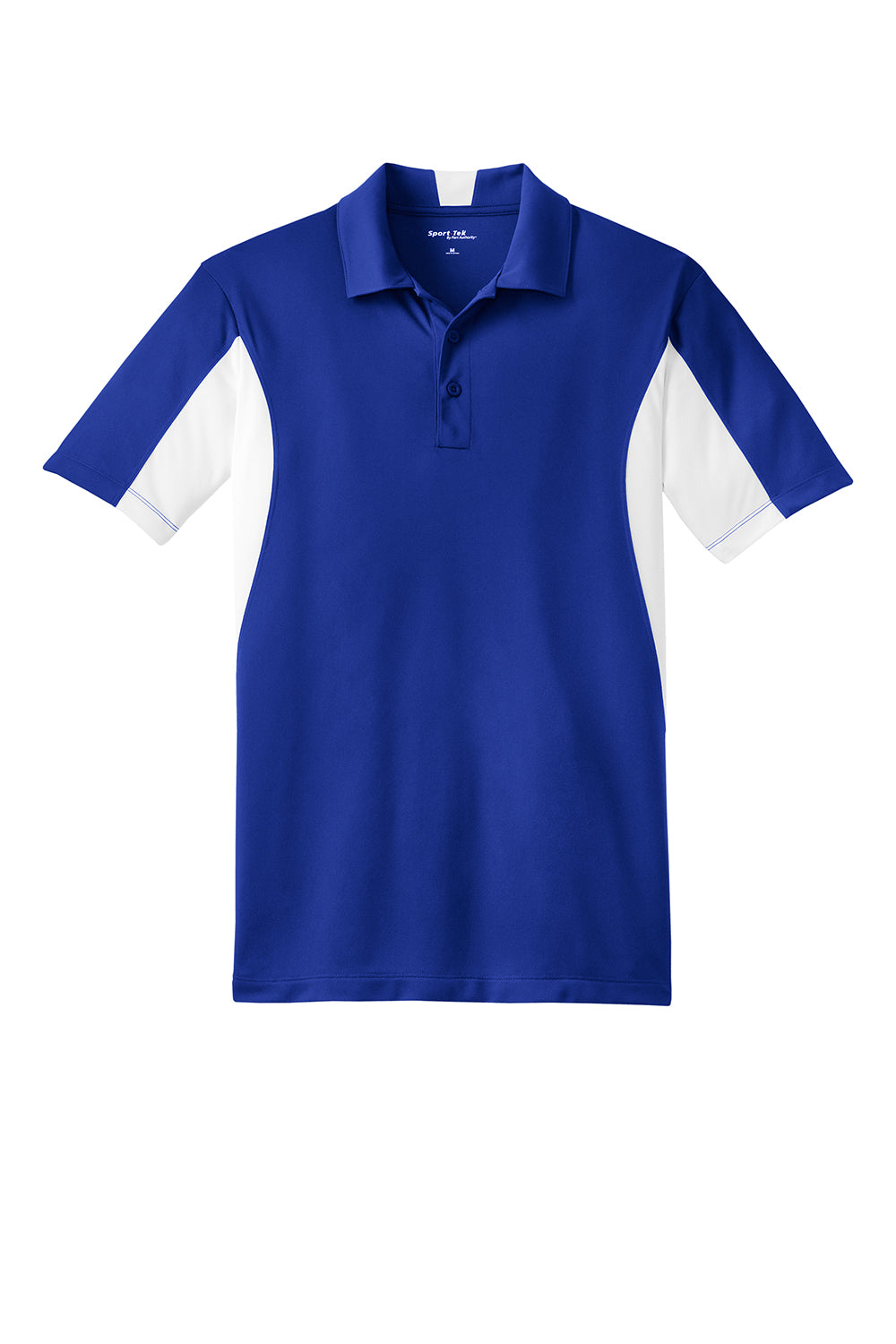 Sport-Tek ST655/TST655 Mens Sport-Wick Moisture Wicking Short Sleeve Polo Shirt True Royal Blue/White Flat Front