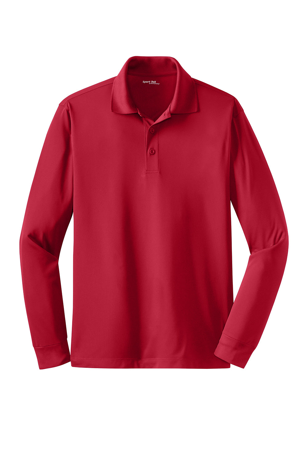 Sport-Tek ST657 Mens Sport-Wick Moisture Wicking Long Sleeve Polo Shirt Deep Red Flat Front