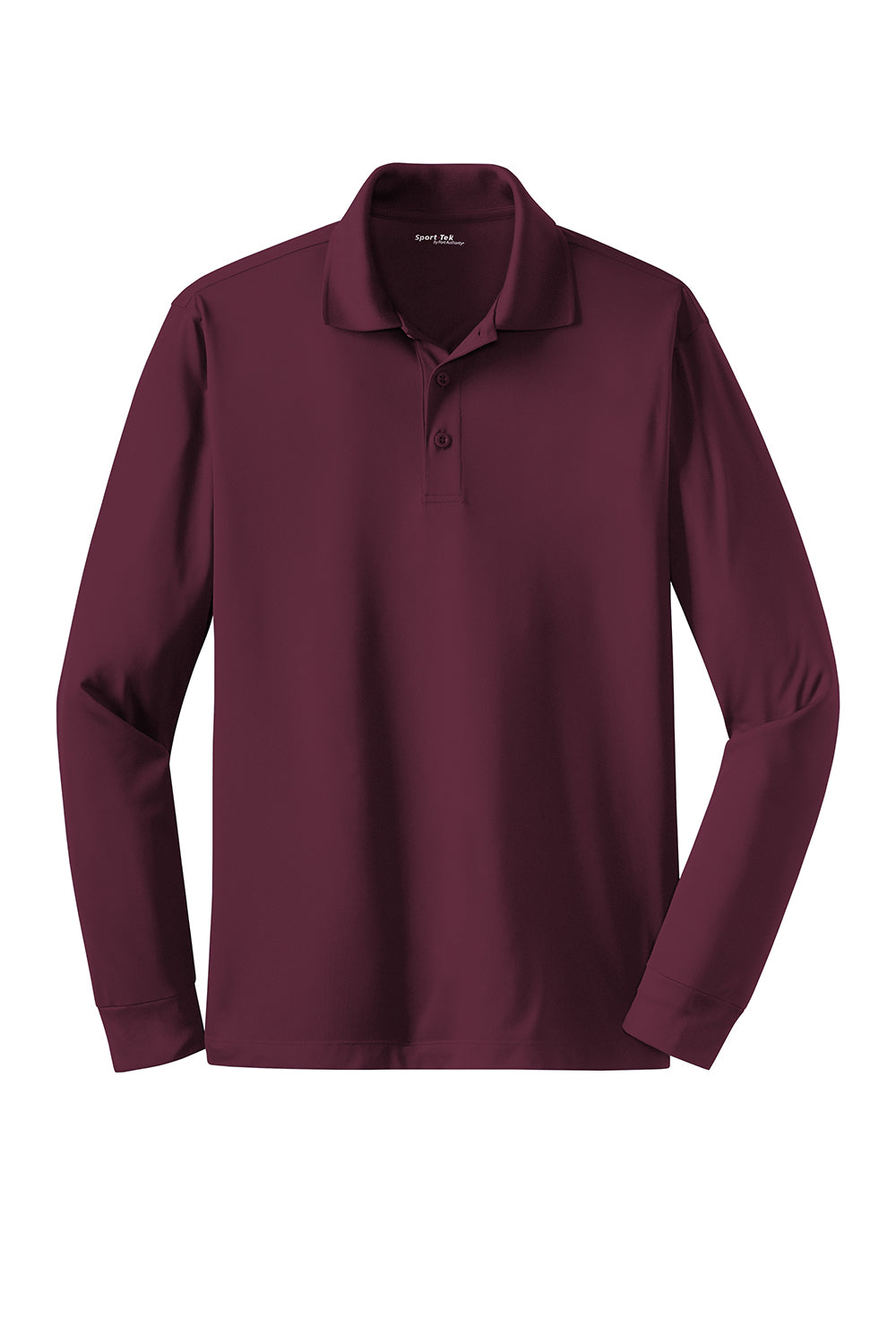 Sport-Tek ST657 Mens Sport-Wick Moisture Wicking Long Sleeve Polo Shirt Maroon Flat Front