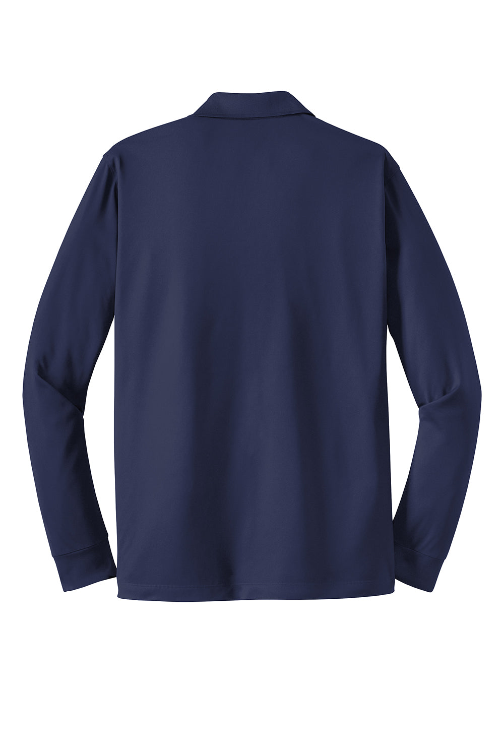 Sport-Tek ST657 Mens Sport-Wick Moisture Wicking Long Sleeve Polo Shirt True Navy Blue Flat Back