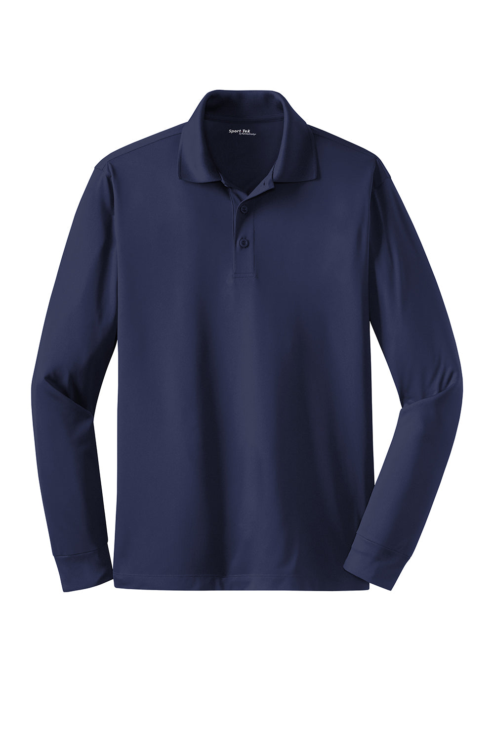 Sport-Tek ST657 Mens Sport-Wick Moisture Wicking Long Sleeve Polo Shirt True Navy Blue Flat Front