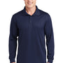 Sport-Tek Mens Sport-Wick Moisture Wicking Long Sleeve Polo Shirt - True Navy Blue