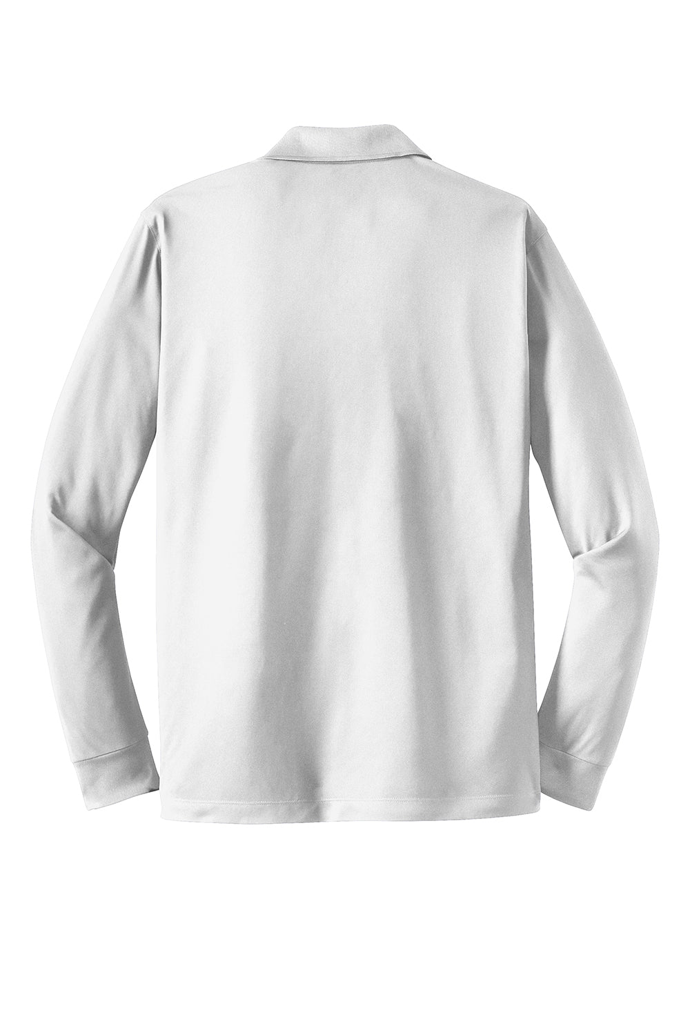 Sport-Tek ST657 Mens Sport-Wick Moisture Wicking Long Sleeve Polo Shirt White Flat Back