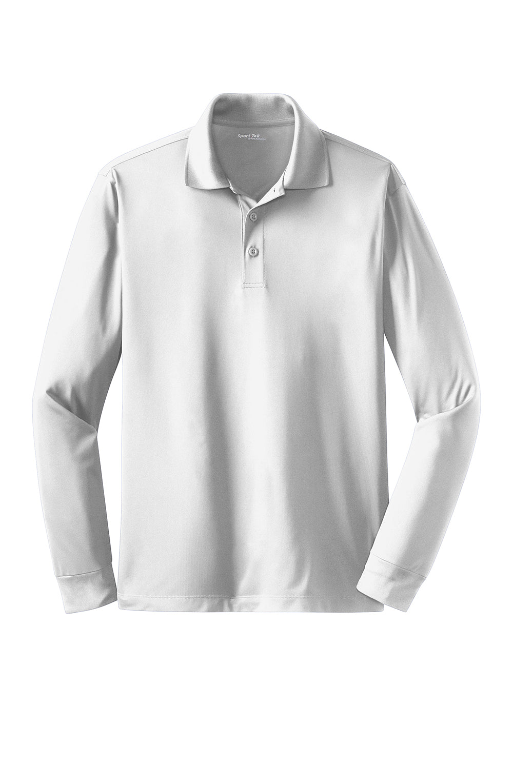 Sport-Tek ST657 Mens Sport-Wick Moisture Wicking Long Sleeve Polo Shirt White Flat Front