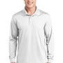 Sport-Tek Mens Sport-Wick Moisture Wicking Long Sleeve Polo Shirt - White