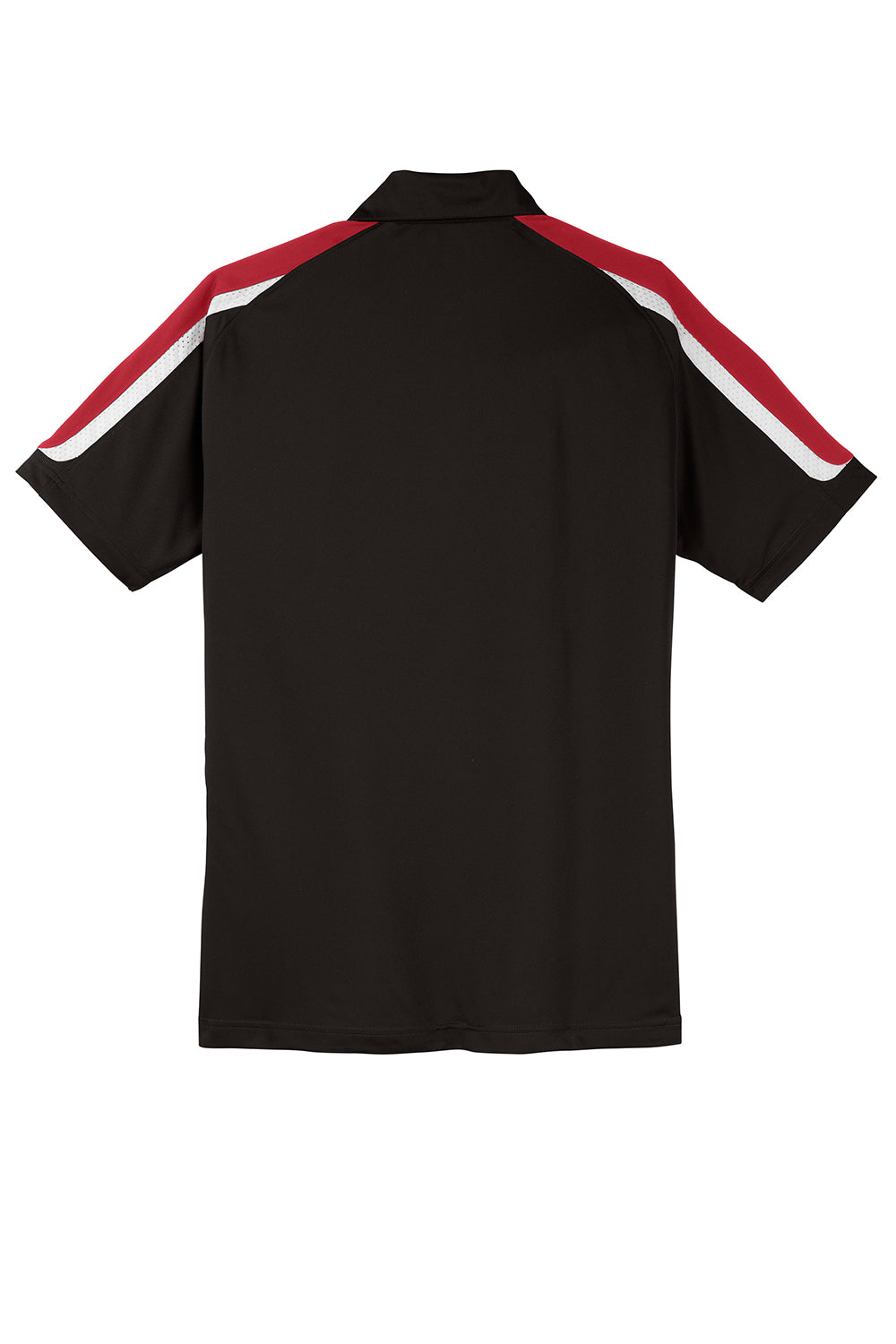 Sport-Tek ST658 Mens Sport-Wick Moisture Wicking Short Sleeve Polo Shirt Black/True Red/White Flat Back