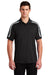 Sport-Tek ST658 Mens Sport-Wick Moisture Wicking Short Sleeve Polo Shirt Black/Iron Grey/White Model Front