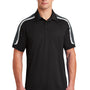 Sport-Tek Mens Sport-Wick Moisture Wicking Short Sleeve Polo Shirt - Black/Iron Grey/White