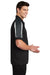 Sport-Tek ST658 Mens Sport-Wick Moisture Wicking Short Sleeve Polo Shirt Black/Iron Grey/White Model Side