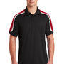 Sport-Tek Mens Sport-Wick Moisture Wicking Short Sleeve Polo Shirt - Black/True Red/White