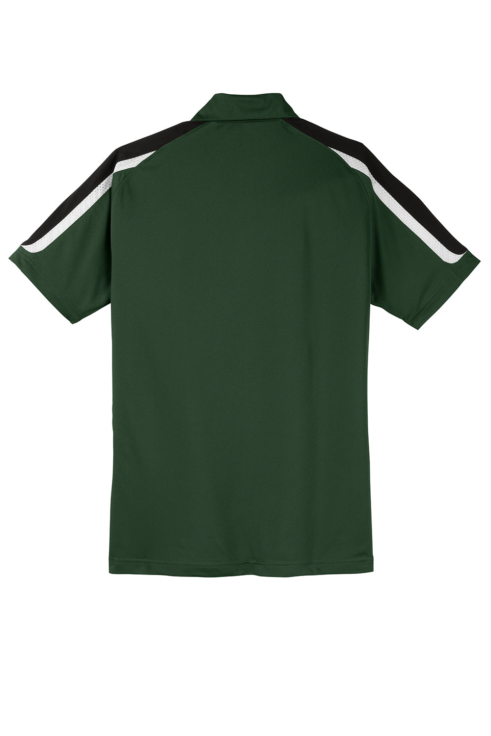 Sport-Tek ST658 Mens Sport-Wick Moisture Wicking Short Sleeve Polo Shirt Forest Green/Black/White Flat Back