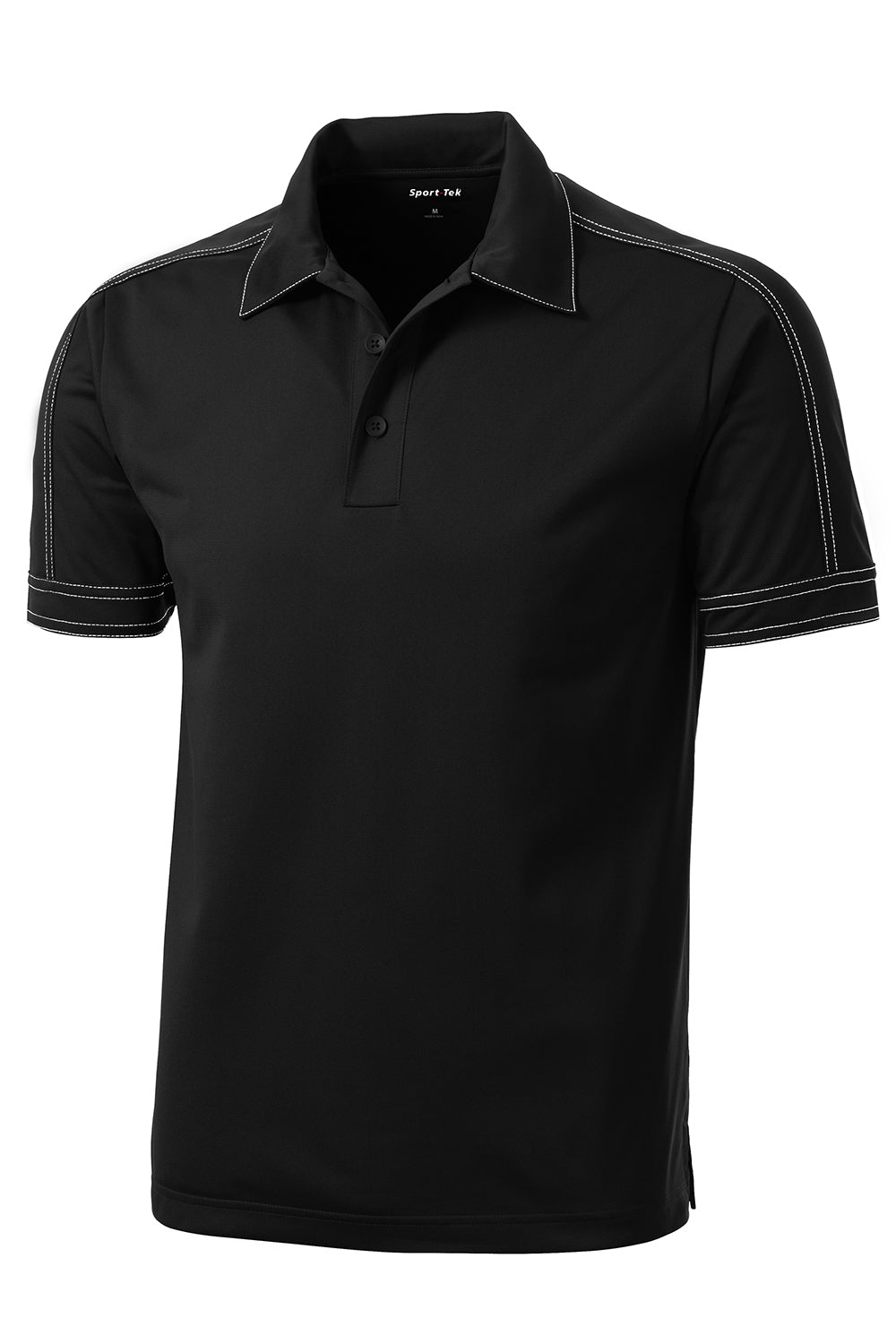 Sport-Tek ST659 Mens Sport-Wick Moisture Wicking Short Sleeve Polo Shirt Black Flat Front