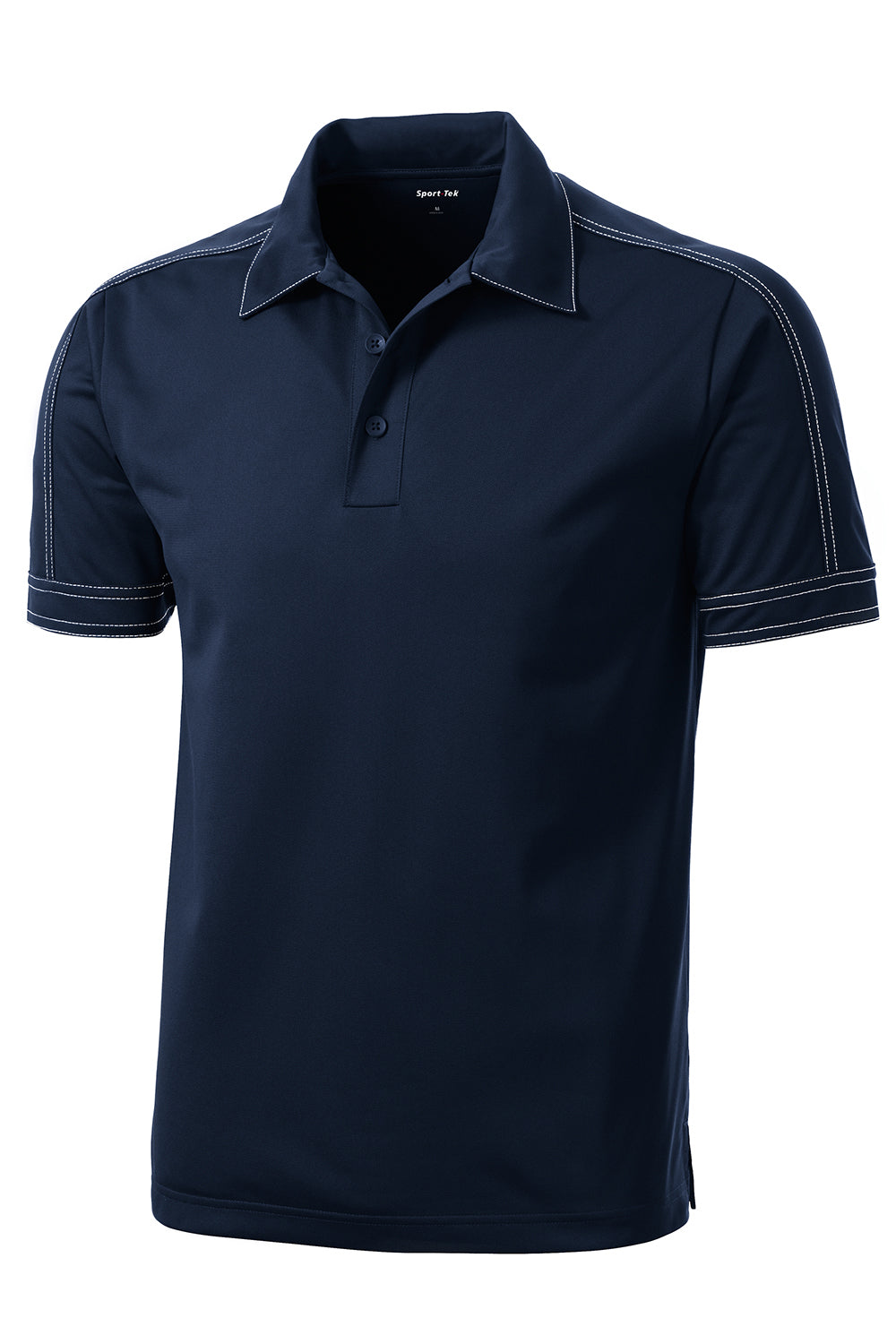 Sport-Tek ST659 Mens Sport-Wick Moisture Wicking Short Sleeve Polo Shirt True Navy Blue Flat Front