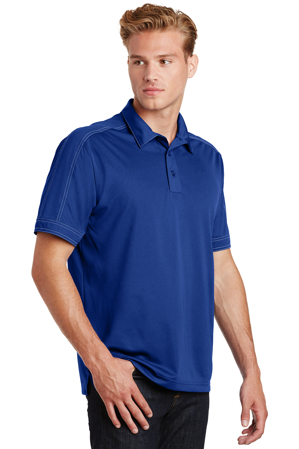 Sport-Tek ST659 Mens Sport-Wick Moisture Wicking Short Sleeve Polo Shirt True Royal Blue Model 3q