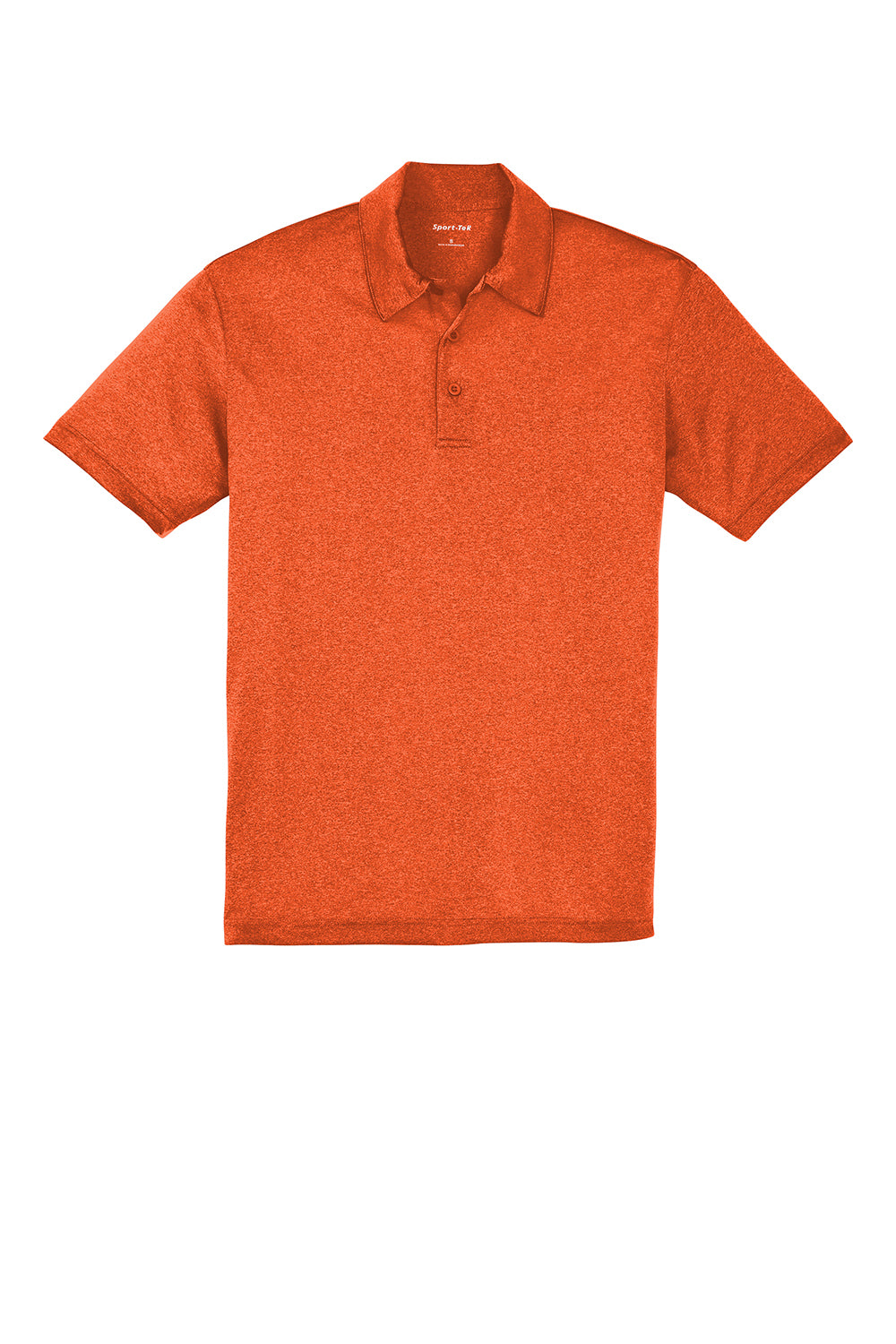 Sport-Tek ST660 Mens Heather Contender Moisture Wicking Short Sleeve Polo Shirt Heather Deep Orange Flat Front