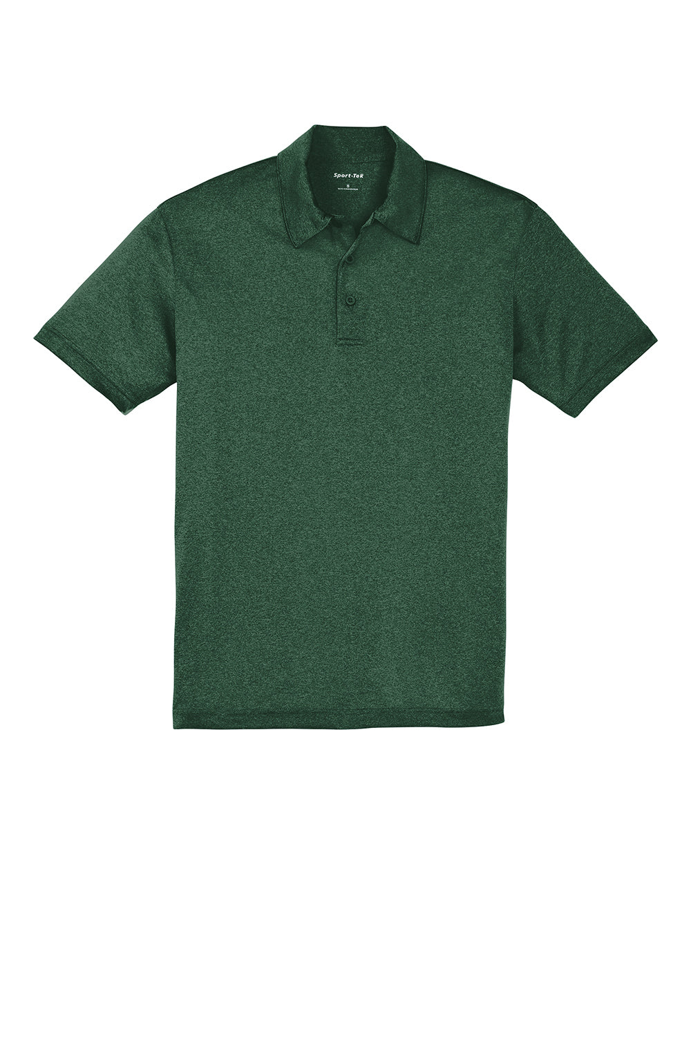 Sport-Tek ST660 Mens Heather Contender Moisture Wicking Short Sleeve Polo Shirt Heather Forest Green Flat Front