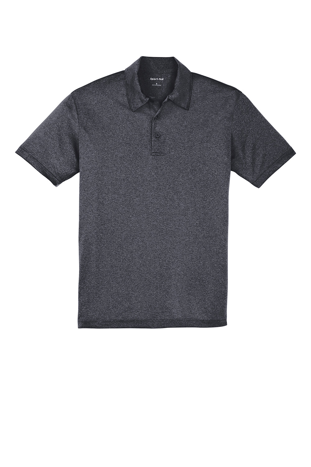 Sport-Tek ST660 Mens Heather Contender Moisture Wicking Short Sleeve Polo Shirt Heather Graphite Grey Flat Front