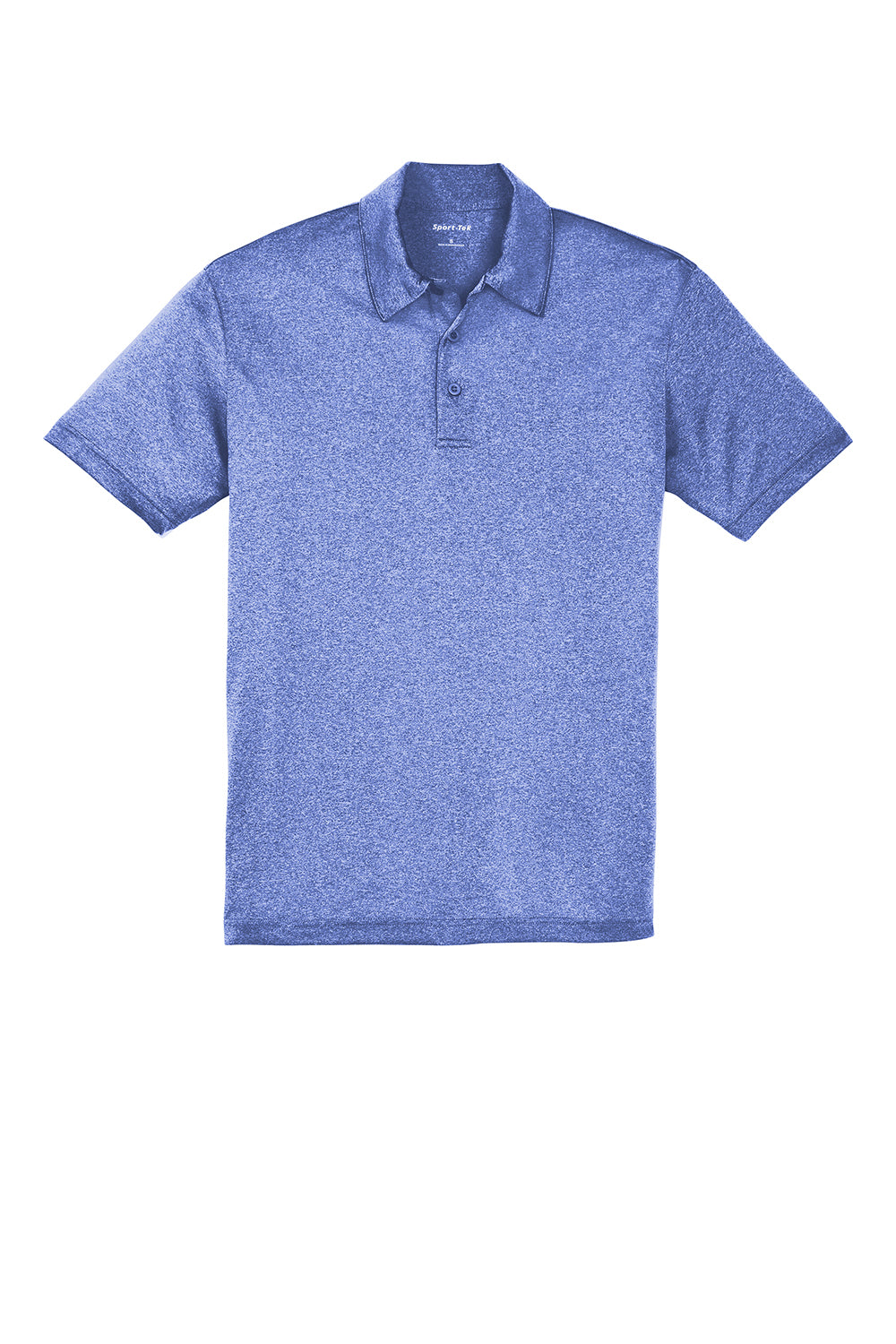 Sport-Tek ST660 Mens Heather Contender Moisture Wicking Short Sleeve Polo Shirt Heather True Royal Blue Flat Front