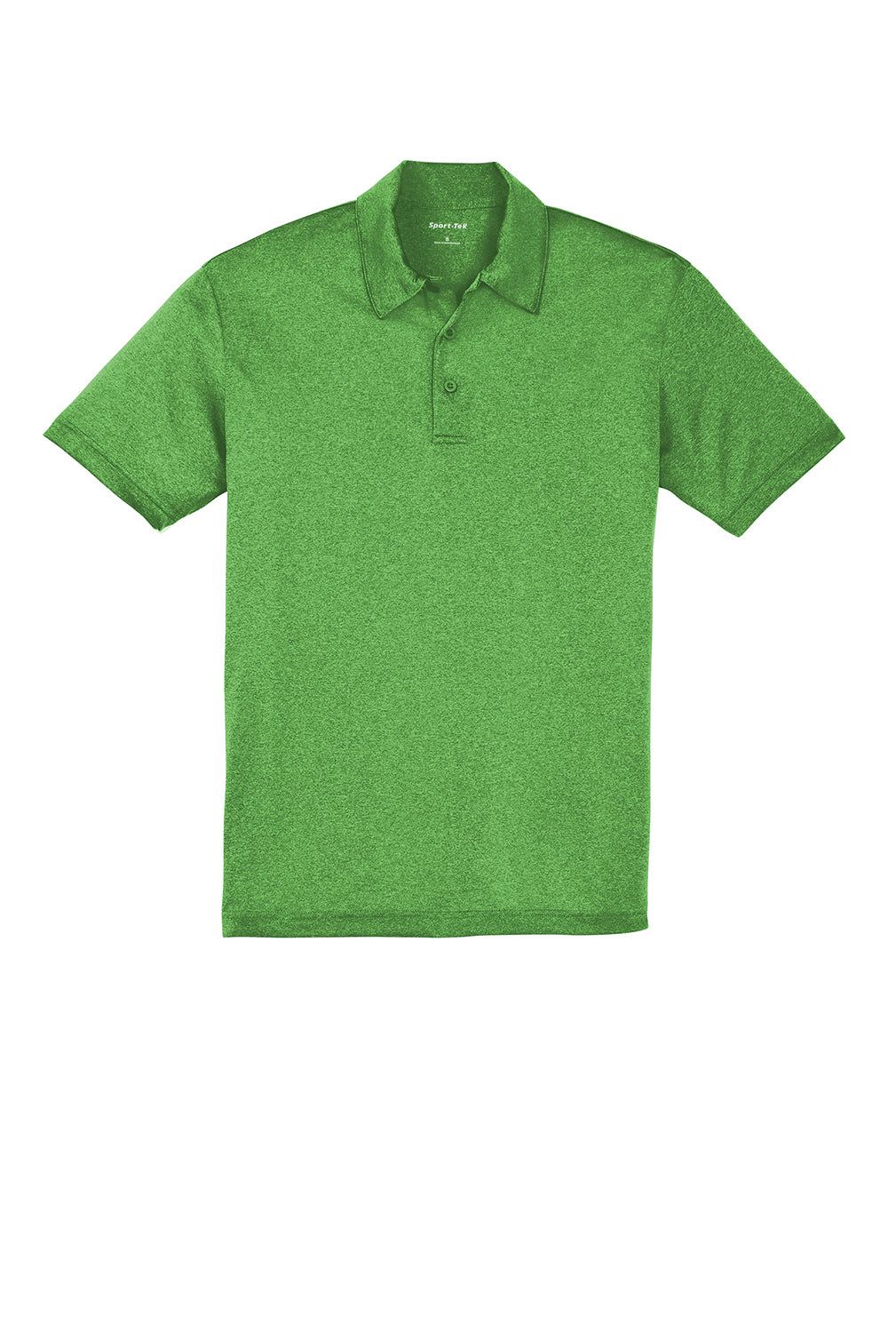 Sport-Tek ST660 Mens Heather Contender Moisture Wicking Short Sleeve Polo Shirt Heather Turf Green Flat Front