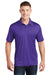 Sport-Tek ST660 Mens Heather Contender Moisture Wicking Short Sleeve Polo Shirt Heather Varsity Purple Model Front