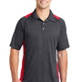 Sport-Tek Mens Heather Contender Moisture Wicking Short Sleeve Polo Shirt - Heather Graphite Grey/True Red