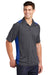 Sport-Tek ST665 Mens Heather Contender Moisture Wicking Short Sleeve Polo Shirt Heather Graphite Grey/True Royal Blue Model 3q