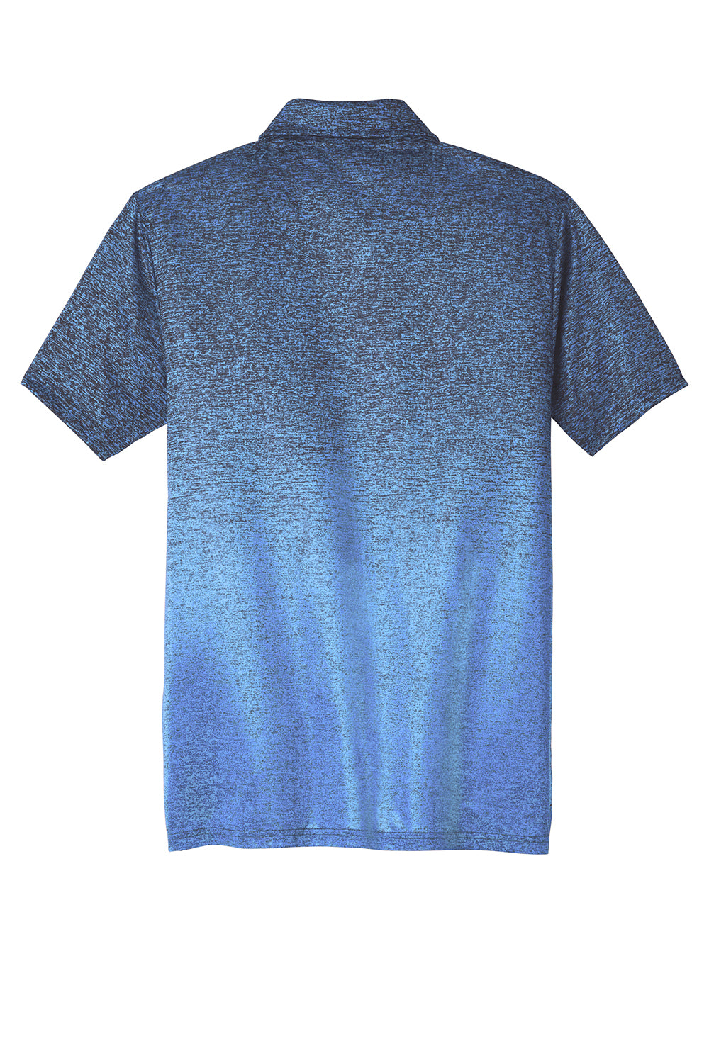 Sport-Tek ST671 Mens Ombre Heather Moisture Wicking Short Sleeve Polo Shirt Carolina Blue/True Navy Blue Flat Back