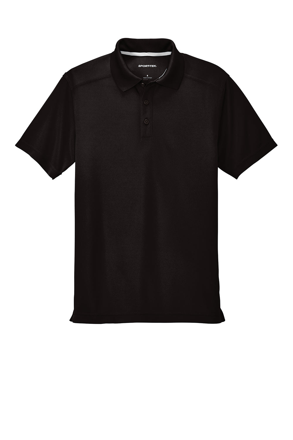 Sport-Tek ST680 Mens Micro-Mesh Moisture Wicking Short Sleeve Polo Shirt Black Flat Front