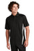 Sport-Tek ST685 Mens Micro-Mesh Moisture Wicking Short Sleeve Polo Shirt Black/White Model Front