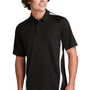 Sport-Tek Mens Micro-Mesh Moisture Wicking Short Sleeve Polo Shirt - Black/White