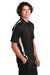 Sport-Tek ST685 Mens Micro-Mesh Moisture Wicking Short Sleeve Polo Shirt Black/White Model Side