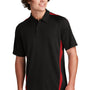 Sport-Tek Mens Micro-Mesh Moisture Wicking Short Sleeve Polo Shirt - Black/Red